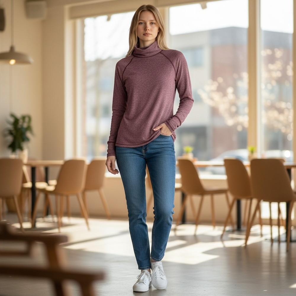 Lululemon Warm Your Core Long Sleeve Top Maroon Funnel Neck Size 4